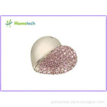 Pink Crystal Love Heart Usb 2.0 USB Flash Drive USB Pendant